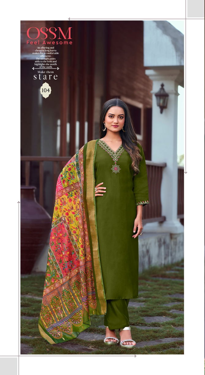 Noorie Vol 03 By Ossm Viscose Roman Silk Embroidery Kurtis With Bottom Dupatta Wholesale Price In Surat